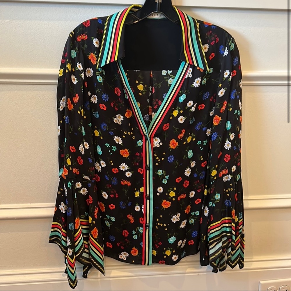 Alice + Olivia floral silk shirt